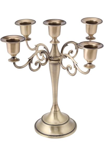 WALFRONT 5 Arm Alloy Candle Holder European Candelabra Wedding Candlestick Ho...