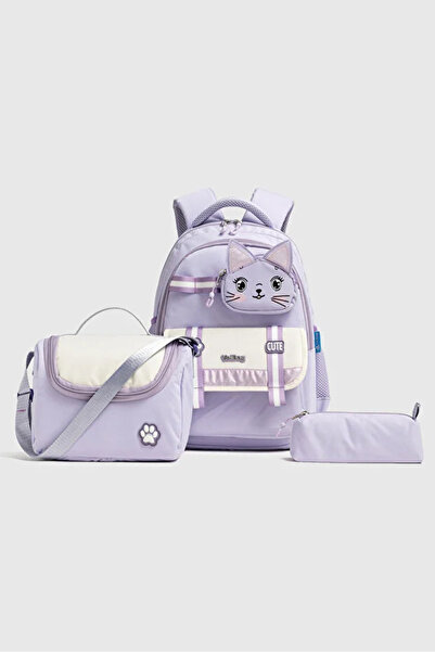 Catwins Girl's Cat Design 3-Piece School Bag Set - Backpack, Lunch Bag, Penci...