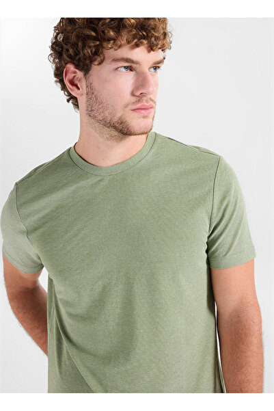 ALTINYILDIZ CLASSICS Green Men's Slim Fit Melange T-Shirt Ace091262933