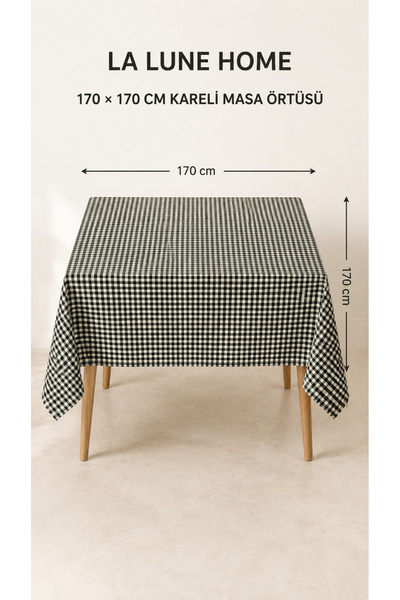 la lune home 170X170 cm Checkered Patterned Square Tablecloth – Decorative Ki...