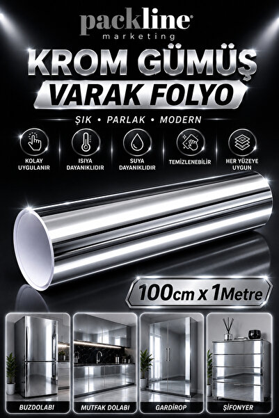 Packline Marketing Zrcalni izgled hromirane srebrne folije, lepljiva folija 1...