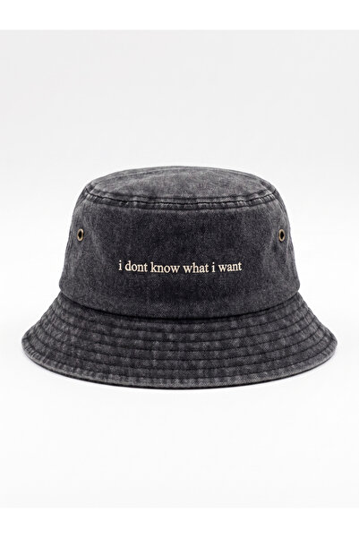 Hathub Club "i dont know what i want" Nakışlı Bucket Hat / Balıkçı Şapkası