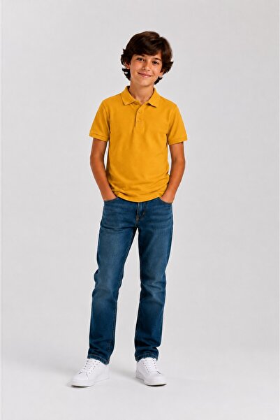 The Clover Girls & Boys Unisex Mustard 100% Cotton Polo Collar Long and Short...