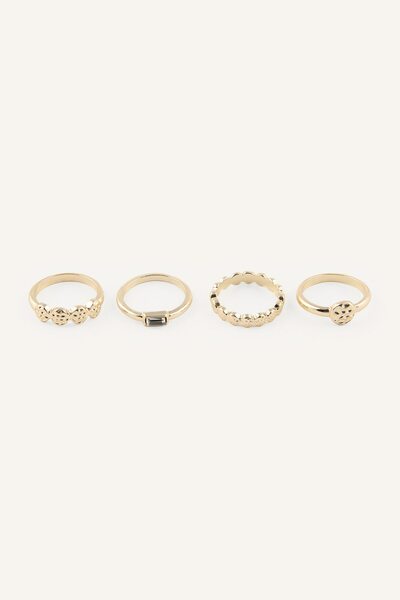 DeFacto Women's Textured and Stone Detailed 4-Piece Ring Set I1353Axns