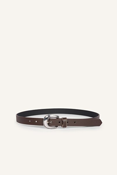DeFacto Women's Embroidered Metal Buckle Faux Leather 2-Piece Jean Belt H7542...