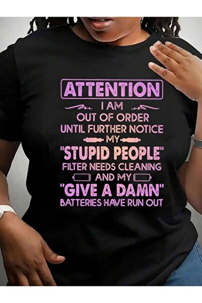 2BIR Al T-Shirt | "Attention I Am Out Of Order" Print, Round Neck, Short Slee...