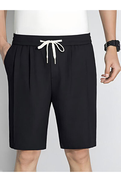 Take Two By Styli Men Black Waffle Knit Shorts