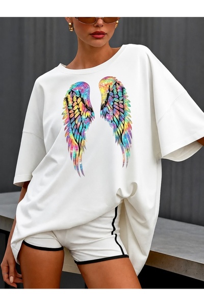 Generic Brand Colorful Angel Wings,100% cotton,women's t-shirt,casual wear,ba...