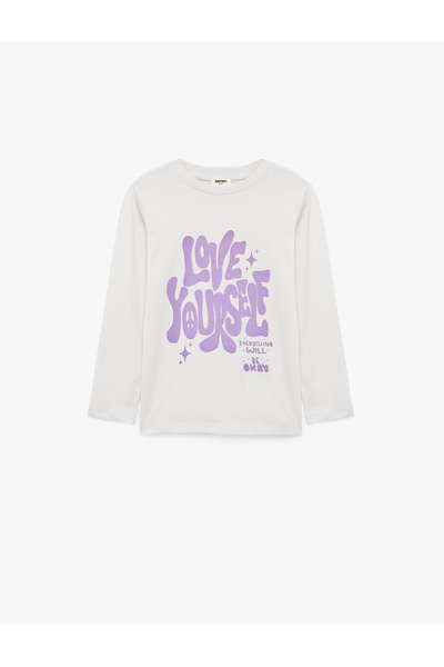 Koton Printed Cotton Crew Neck Long Sleeve T-Shirt