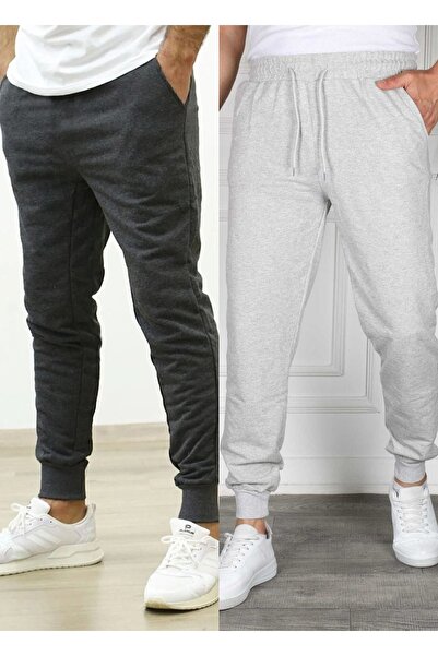TORUK MAKTO Set of 2 Unisex Ribbed Leg Sweatpants Jogger Comfortable Fit Dail...