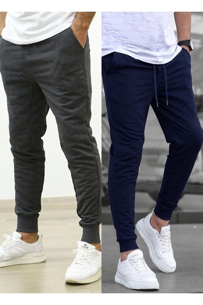 TORUK MAKTO Set of 2 Unisex Ribbed Leg Sweatpants Jogger Comfortable Fit Dail...