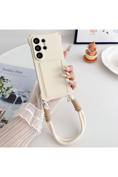 Choice Galaxy S26 Ultra White Wrist Strap Wallet Card Holder Phone Case for S...