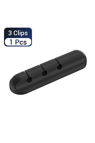 choice2 3 Clips Black Silicone USB Cable Clip Winder Organizer Round Charger ...