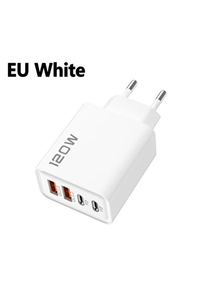 choice2 EU White 4 Ports 120W Charger USB C PD Quick Charge 3.0 Type C USB Ph...