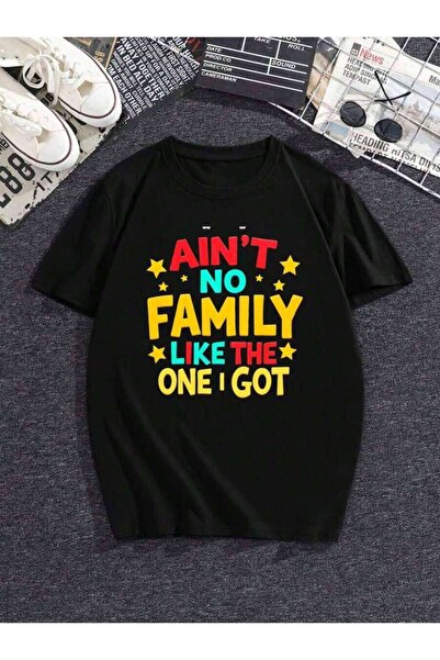 9JY Family Theme Printed Text Short-Sleeve T-Shirt - Daily Casual Wear, Comfo...