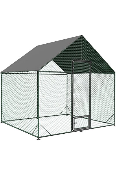 WISFOR Large Metal Chicken Coop: Poultry Cage for Chickens with Waterproof Co...