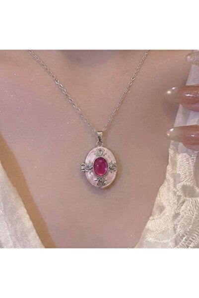 Heda Jewelry قلادة أوبال فضية - قلادة تذكارية قابلة للفتح بغطاء