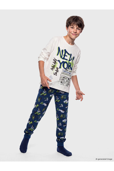 LC Waikiki New york printed boy's pajama set