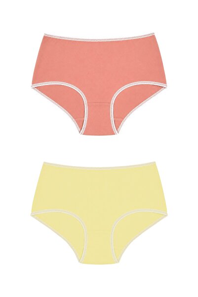OrganicKid Ease Kadın Gülkurusu-Sarı Yüksek Bel Slip Külot 2'li Set