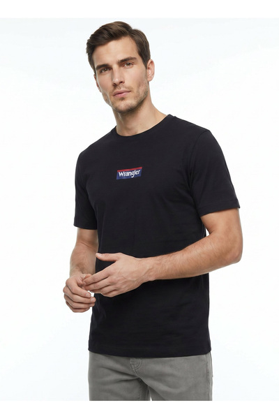 WRANGLER Siyah Erkek Relaxed Logo Baskılı T-Shirt W2610068001