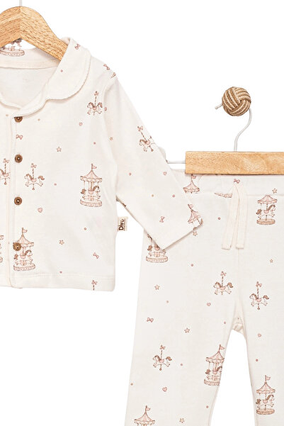 Divonette Baby Girl Cute Carousel Printed Buttoned Pajama Set