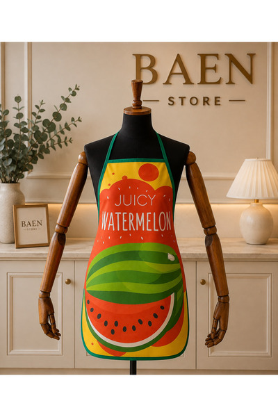 Dijital Baskılı Su Sıvı Geçirmez Leke Tutmaz Mutfak Önlüğü Watermelonu
