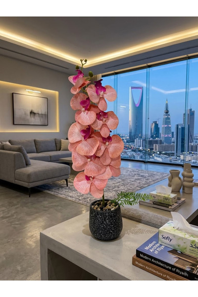 co arma Artificial Orchid Flower with Glass Vase Beautiful and Exquisite Shap...