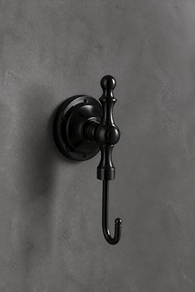 İSAOĞLU YAPI Mat Siyah Retro Banyo Havluluk Bornozluk Pirinç Materyal Siyah R...