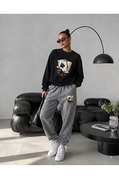 CLOTHES33 Trening cu guler rotund, set din 2 piese, model unisex pentru iarnă...