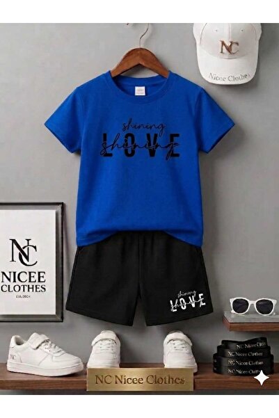 Leto Lykia Summer Children's T-Shirt Shorts Unisex (Black Love Printed)