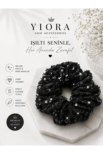 yiora Special Series Sequined Scrunchie Bagel Rubber Buckle