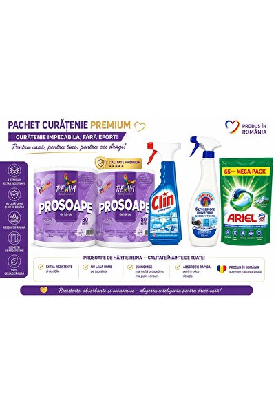 Generic Brand Πακέτο Καθαρισμού Premium: 2 x Χαρτί κουζίνας Reina 80μ + Διάλυ...