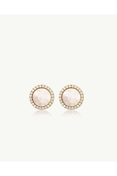 Stemma Jewelry Cercei Mother of Pearl Studs din Argint 925, cu Zirconiu, Plac...
