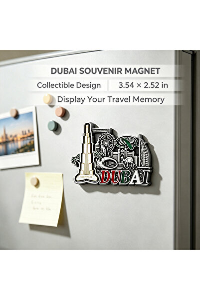 NUJET R491 City landmark metal refrigerator stereo relief Burj Khalifa Sailin...