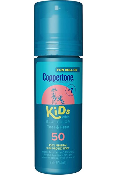 Coppertone لوشن واقي من الشمس للأطفال باللون الأزرق، يحتوي على أكسيد الزنك، ل...