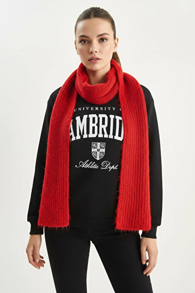 Efnaz style Women's Crew Neck Printed Three Thread Ribbed Basic Black Sweatshirt