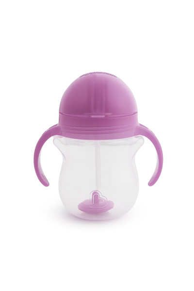 Munchkin Click-Lock Tip Straw Training Cup, 6 Months+, 207ml, Purple and Heat Indicator Soft Tip Baby Spoons Set of 2