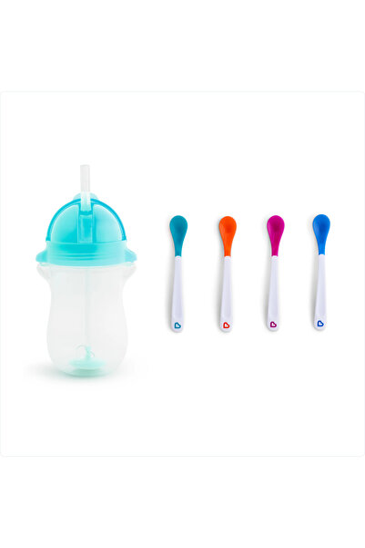 Munchkin Click-Lock Tip Straw Training Cup, 12 Months+, 296ml, Blue and Heat ...