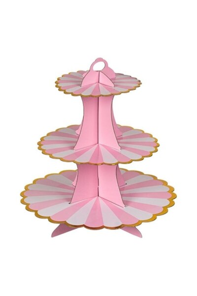 YUPY Tiered cake stand, Cardboard, Pink/White, 34.5 cm