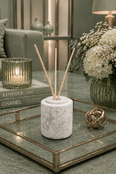 betonmall Marble Serisi Beton Oda Kokusu Kabı El Yapımı Dekoratif Difüzör Mod...