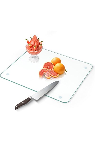 MODERN FUIJOL Tempered Glass Cutting Board for Kitchen Counter, Clear Cutting...