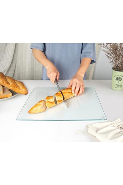 MODERN Glass Cutting Board 16"x12": Tempered Glass Kitchen Counter Protector - Durable- Scratch-Resistant, Heat-Proof - Clear Design