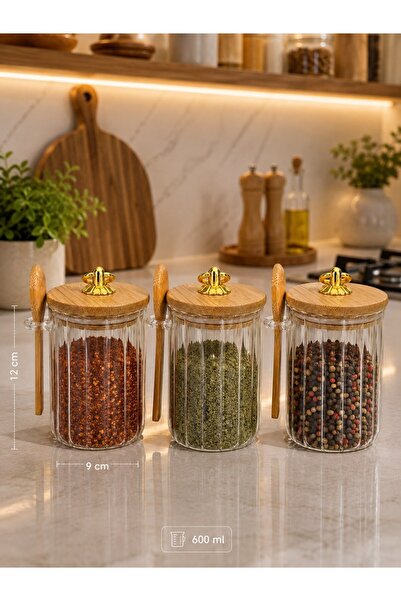 Qerhome طقم مطبخ من 3 قطع من الزجاج البوروسيليكات مع أغطية دائرية وخط مستقيم ...