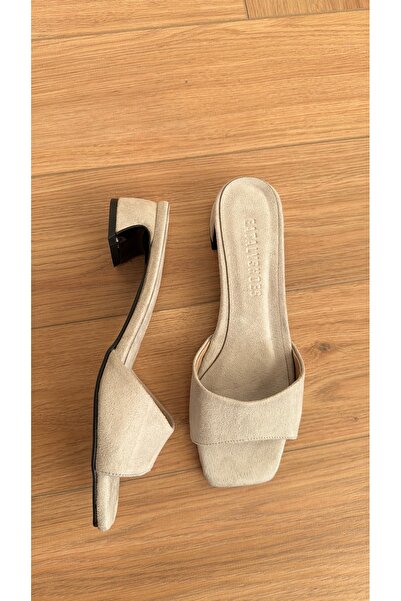 Eataly Shoes Vella Stone Gray Suede Kitten Heeled Slippers