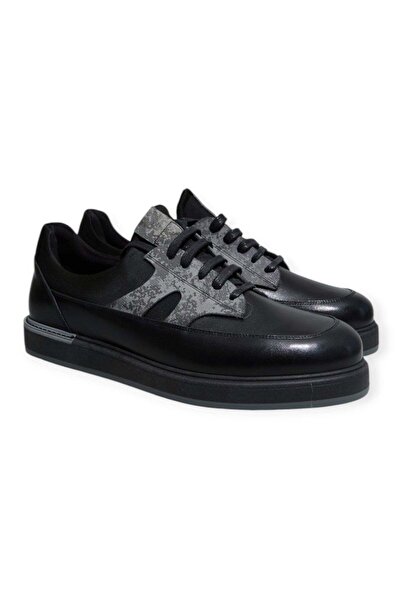 FRANCO CALVANI Black Color Lace-Up Genuine Leather Men's Shoes