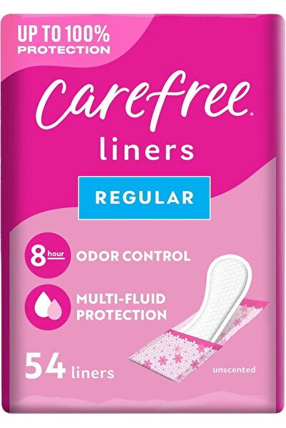 Carefree Panty Liners, Regular Liners, Wrapped, Unscented, 54ct (Packaging Ma...