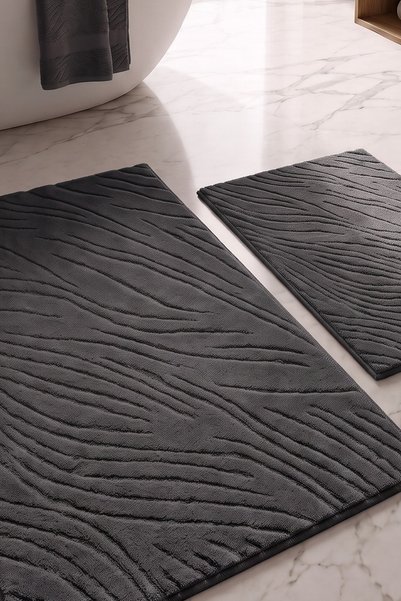 neşe home collection Banyo Paspas Seti 2'li | Makinede Yıkanabilir | Leke Tutmaz Klozet Takımı 60x100-40x60cm