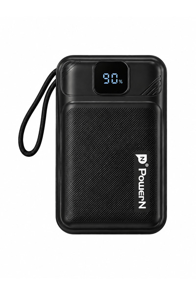 Power N Power Bank 20000 Mah with Built-In Cables and Fast Charging 22.5W Bla...