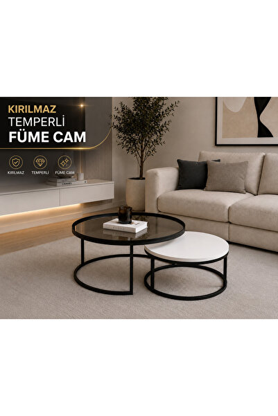 MONZA İKİLİ FÜME CAMLI ORTA SEHPA