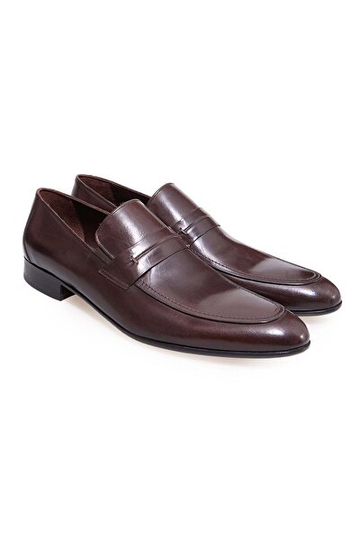 FRANCO CALVANI Brown Laceless Genuine Leather Leather Sole Men's Shoes